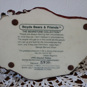 Boyds Bears Accents - Boyds Bear Resin Bearstone 1998 5th Anniversary Boyds Bears Accents - Boyds Bear Resin Bearstone 1998 5th Anniversary